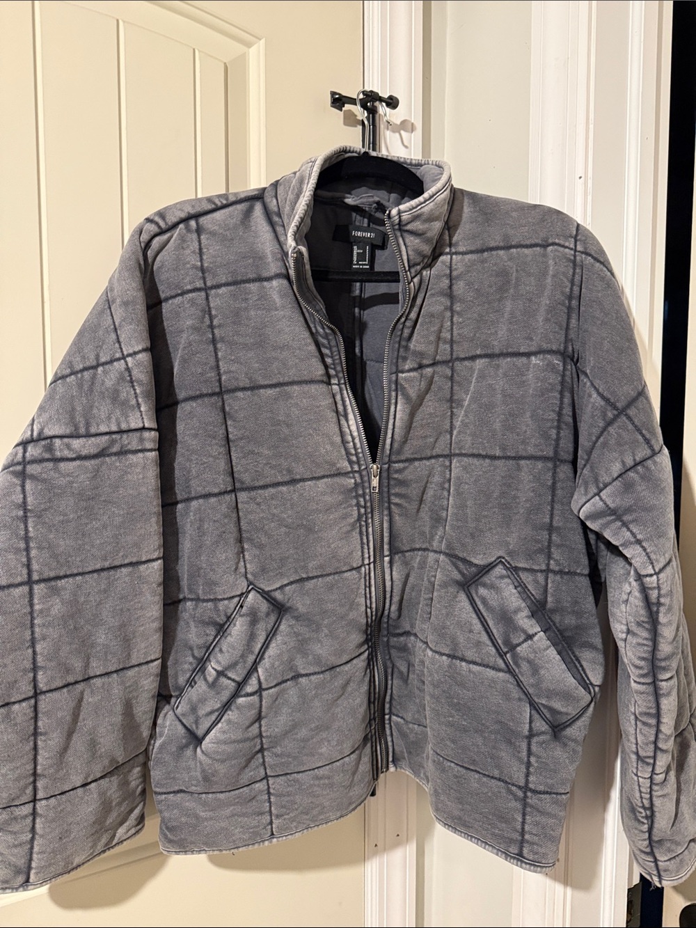 Forever 21  Gray Quilted Zip-Front Jacket